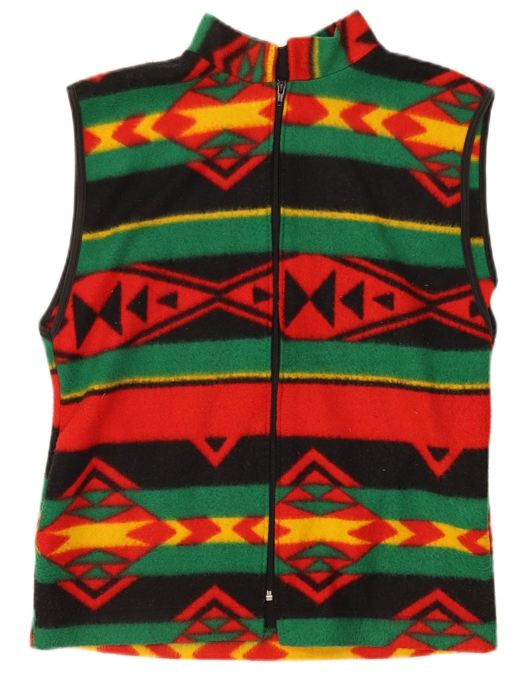 vintage Mens Fleece Gilet UK 38 Moyen Multicolore Géométrique