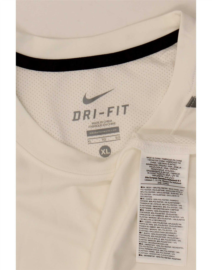 Nike Hommes Dri Fit T-Shirt Haut XL Blanc Polyester