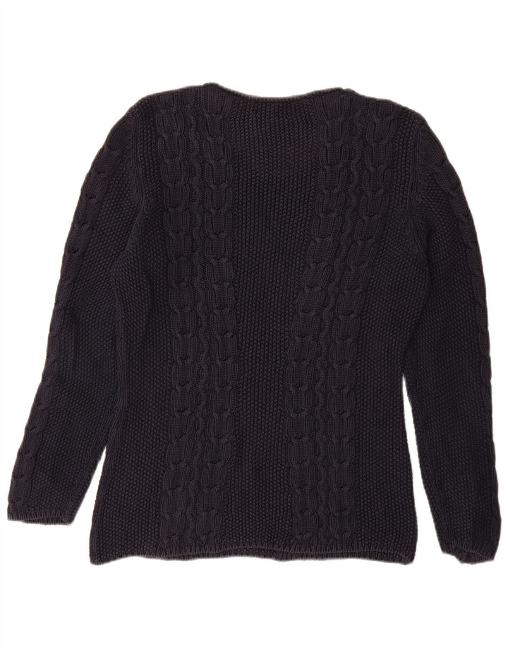 SISLEY Pull col bateau pour femme UK 14 Bleu marine moyen