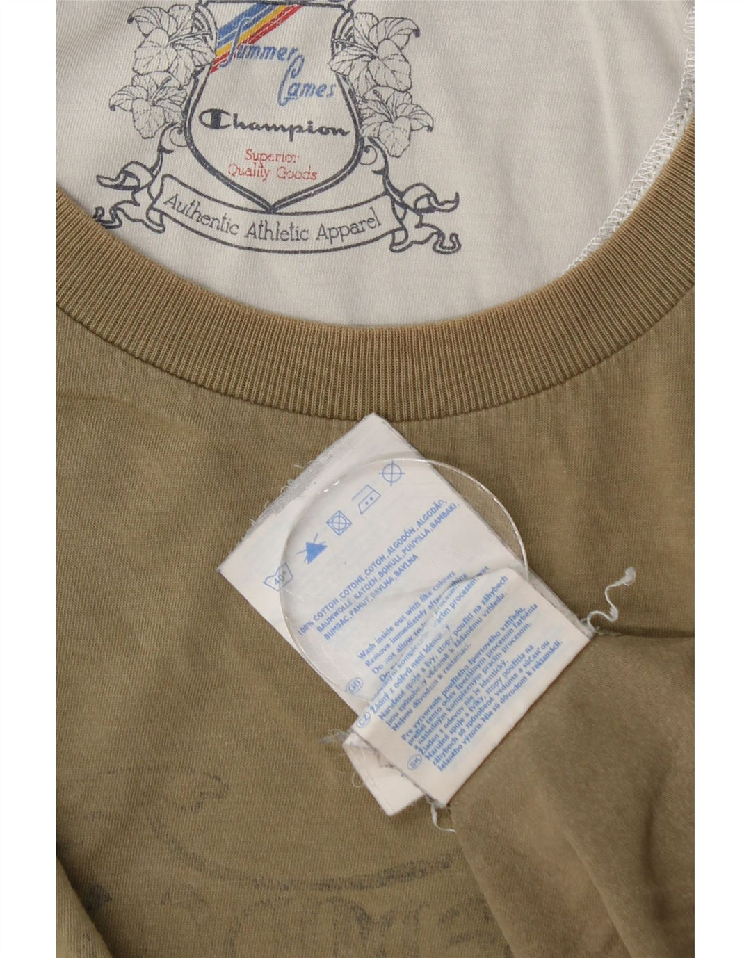 Champion T-Shirt Hawaii Graphic Homme Kaki Moyen Coton