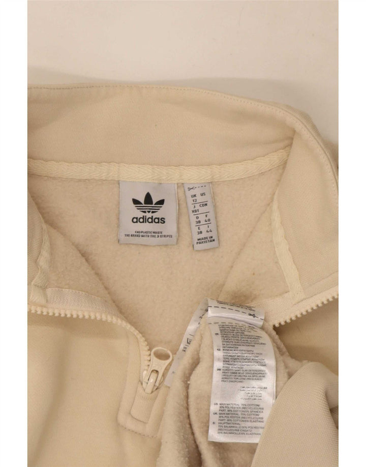 Adidas Sweat-shirt graphique surdimensionné pour femme UK 12 Beige moyen