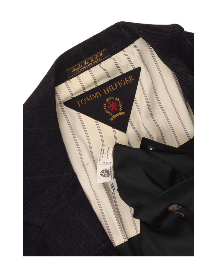 Tommy Hilfiger Veste blazer à 2 boutons pour homme UK 39 Bleu marine moyen à carreaux
