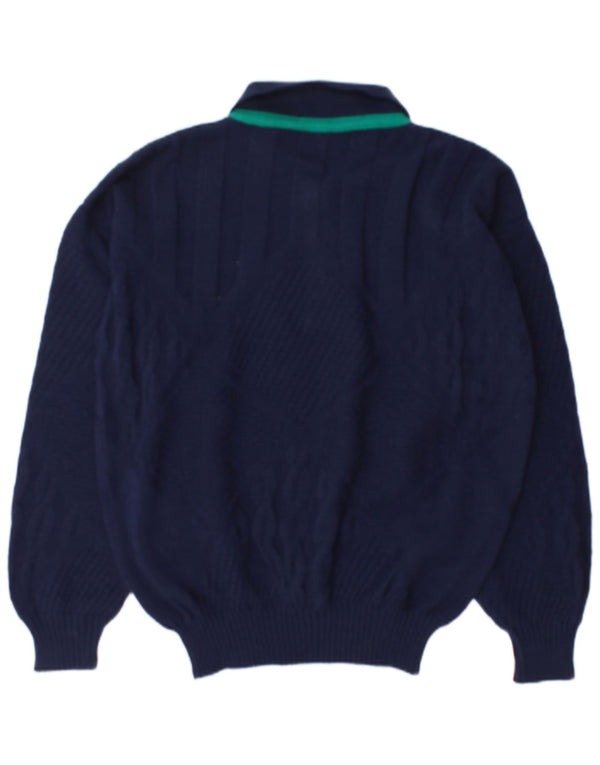 vintage Mens Polo Neck Jumper Pull Grande Laine Bleu Marine