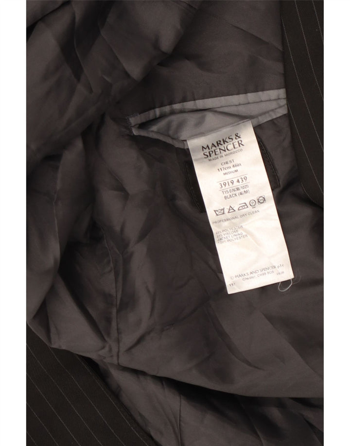 MARKS & SPENCER Veste blazer à 2 boutons pour homme UK 46 3XL Noir à fines rayures