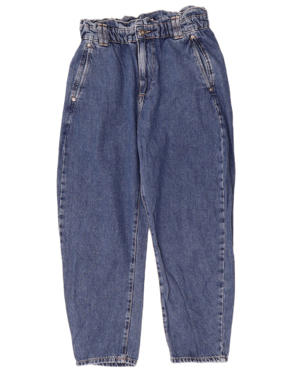 Zara Jean court taille haute pour femme EU 38 Small W28 L25 Bleu Coton