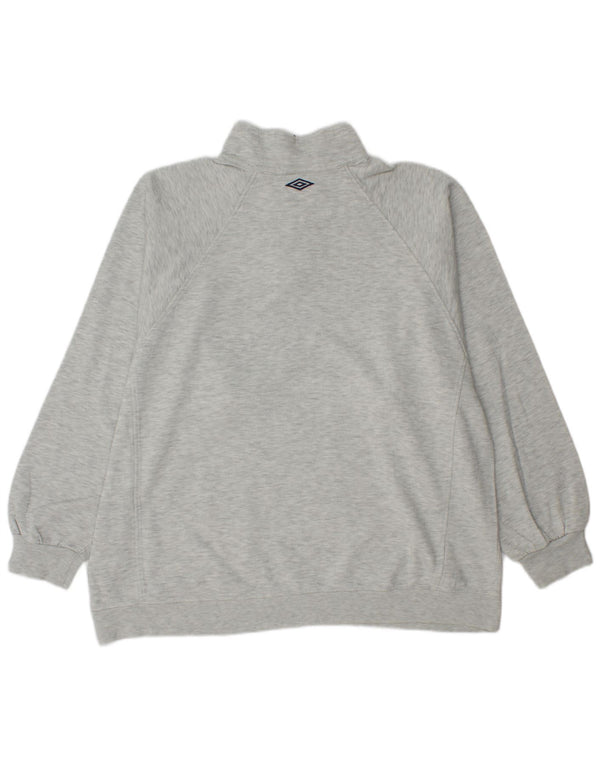 Umbro Sweat-shirt graphique à col zippé pour hommes, grand coton gris chiné