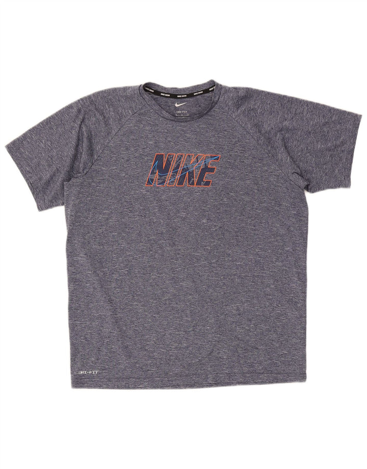 Nike Hommes Dri Fit Graphic T-Shirt Top Bleu Marine Moucheté