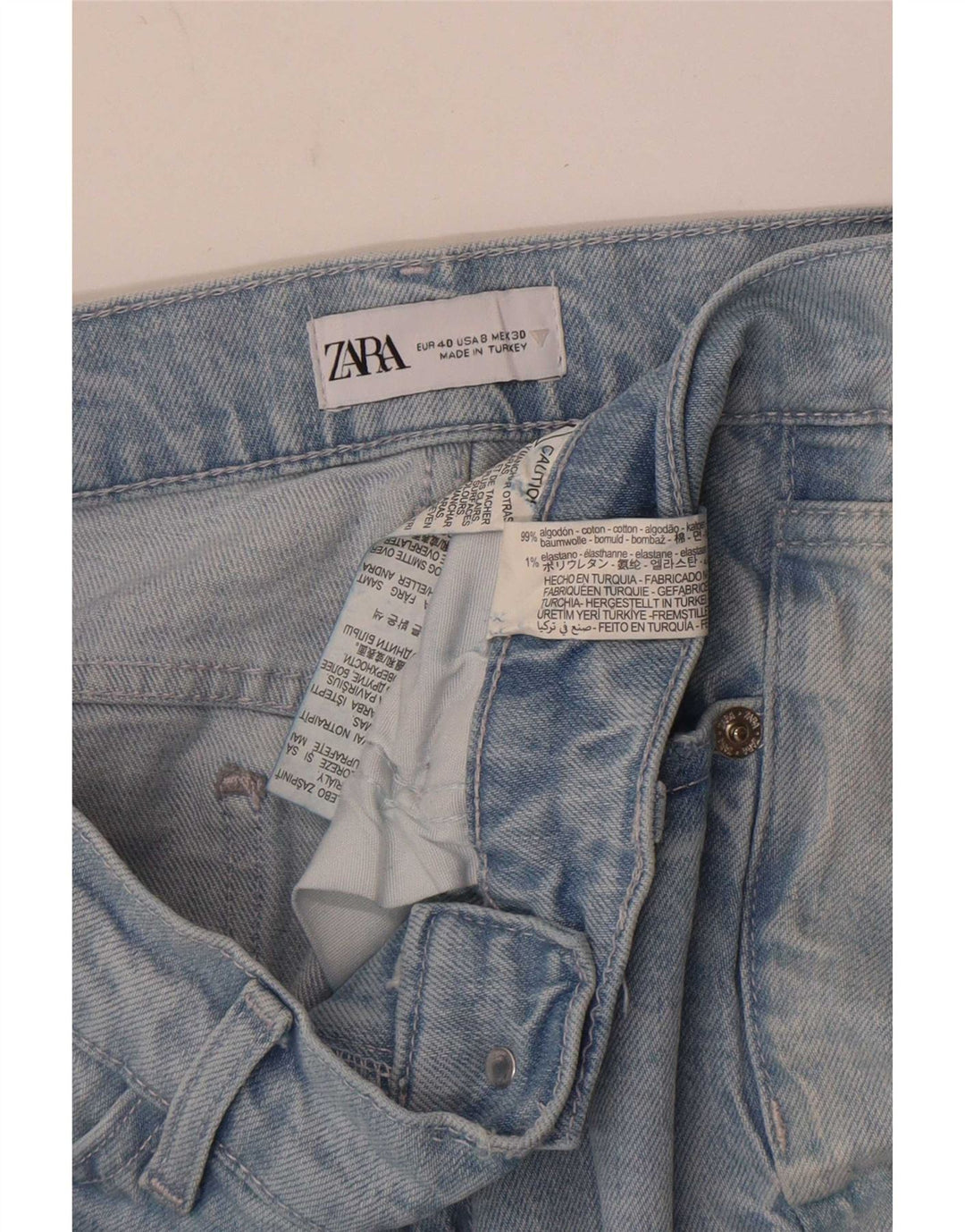 Zara Jean droit femme EU 40 Medium W30 L30 bleu coton