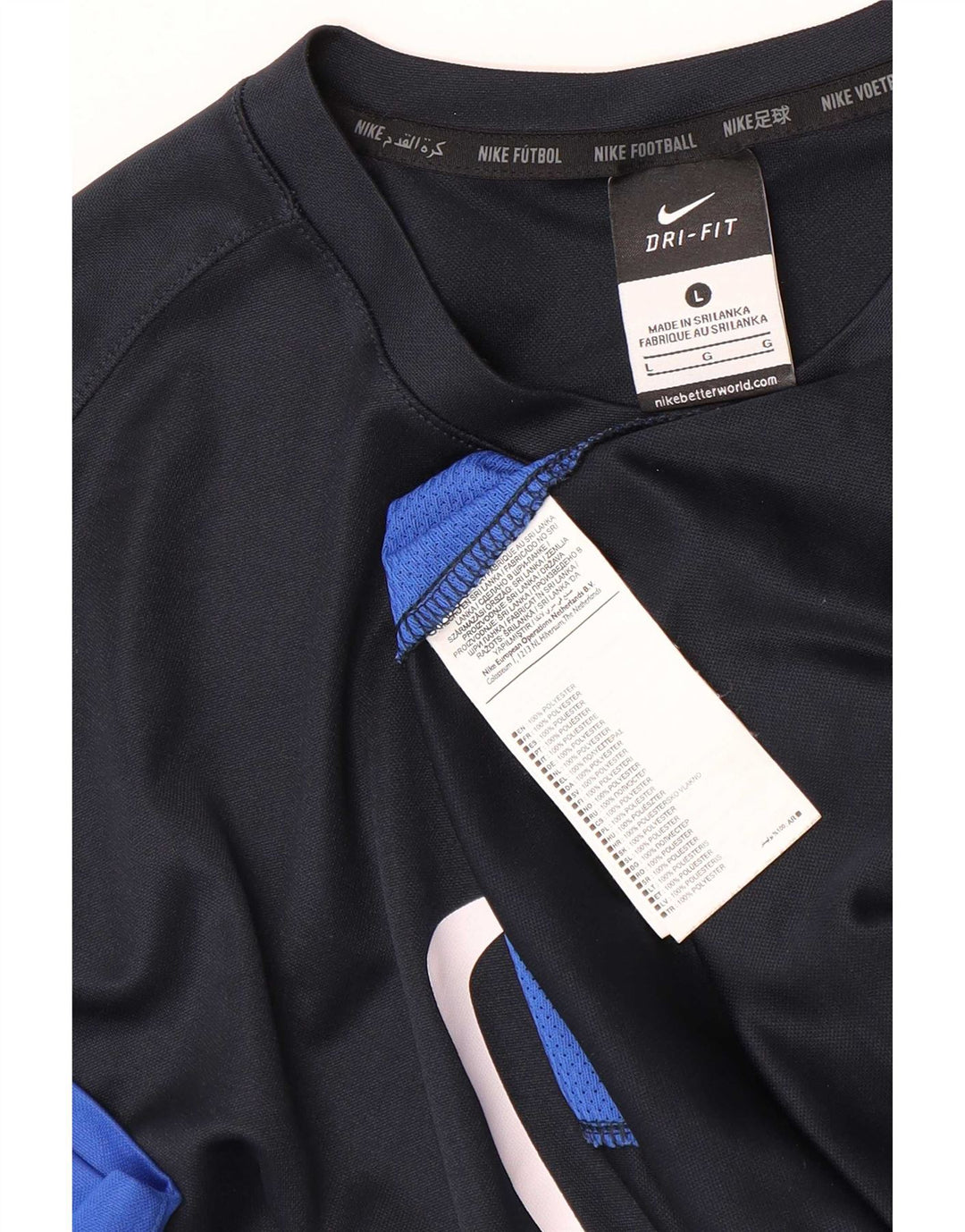 Nike Hommes Dri Fit Graphic T-Shirt Haut Large Bleu Marine Colorblock Polyester
