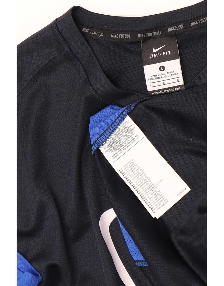 Nike Hommes Dri Fit Graphic T-Shirt Haut Large Bleu Marine Colorblock Polyester