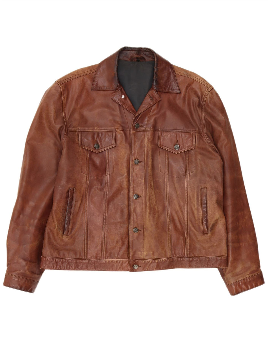 Angelo Litrico Mens By C&A Bomber Veste en cuir UK 42 XL Marron
