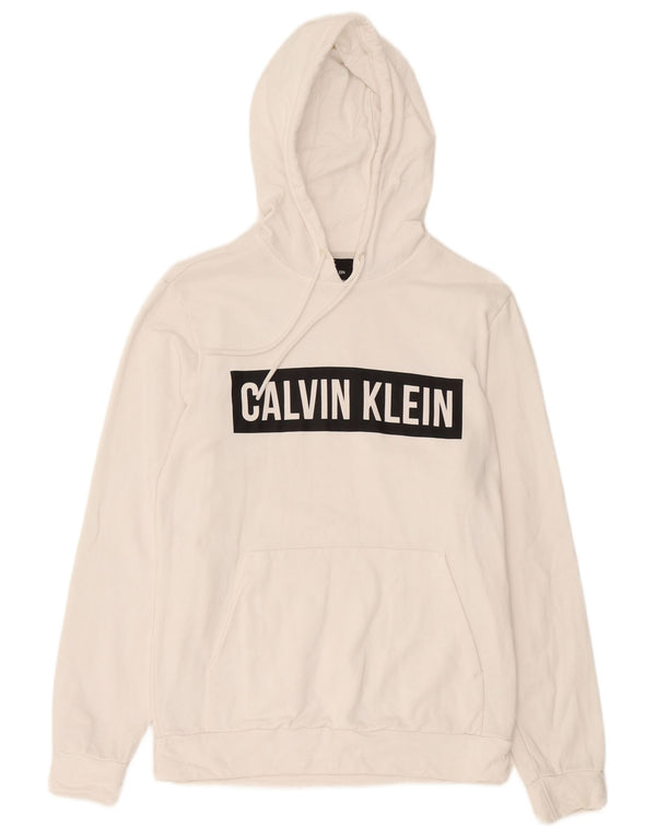 Calvin Klein Pull à capuche graphique pour homme en coton color block blanc moyen