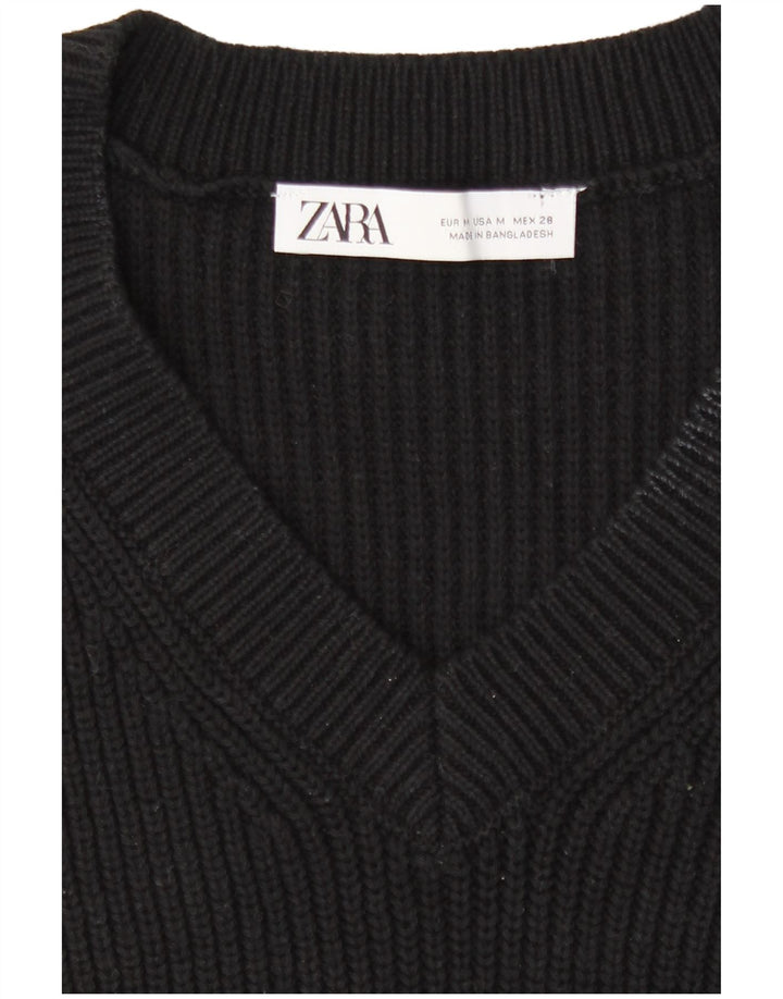 Zara Womens Vest Débardeur UK 14 Moyen Noir