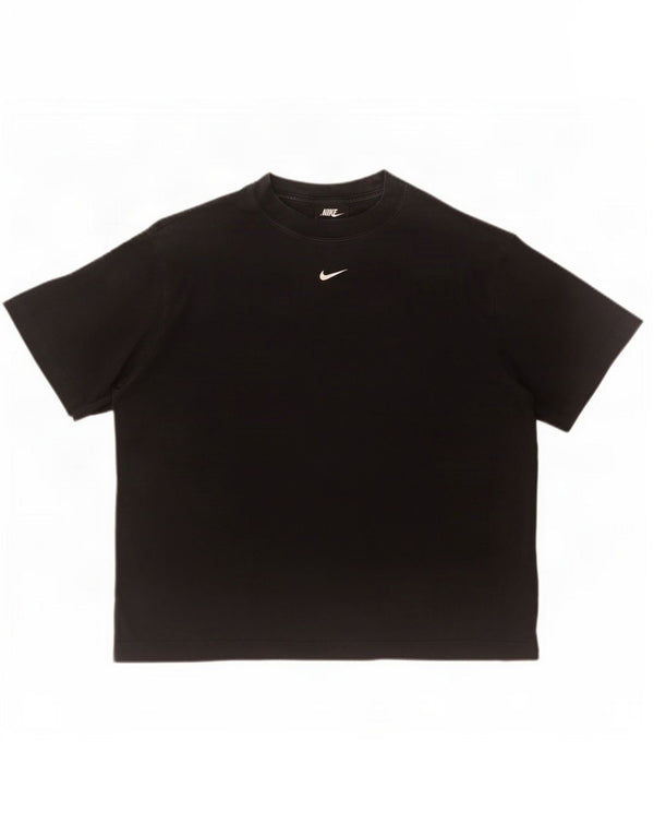 Nike T-shirt surdimensionné pour femme UK 10 Petit coton noir
