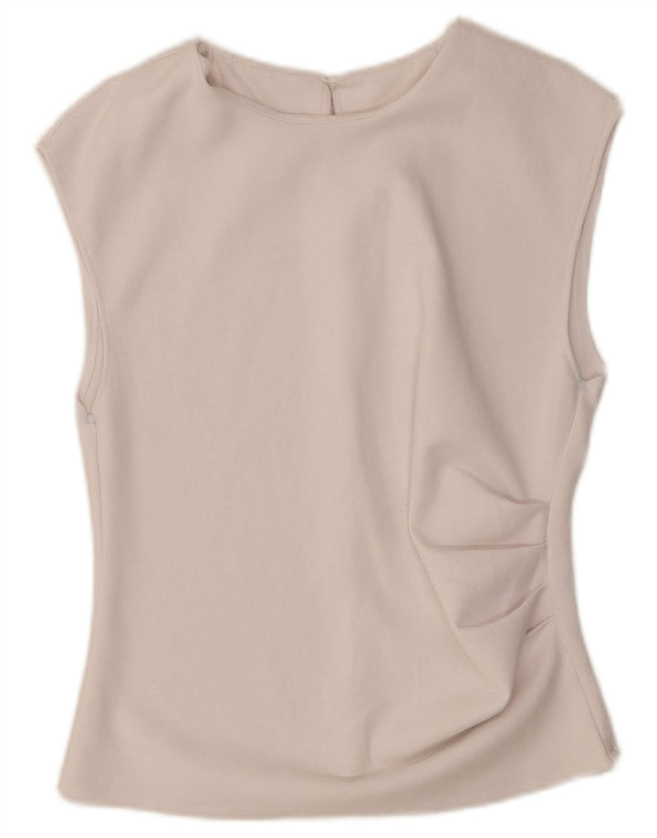 Zara Chemisier court sans manches pour femme UK 14 Large Blanc