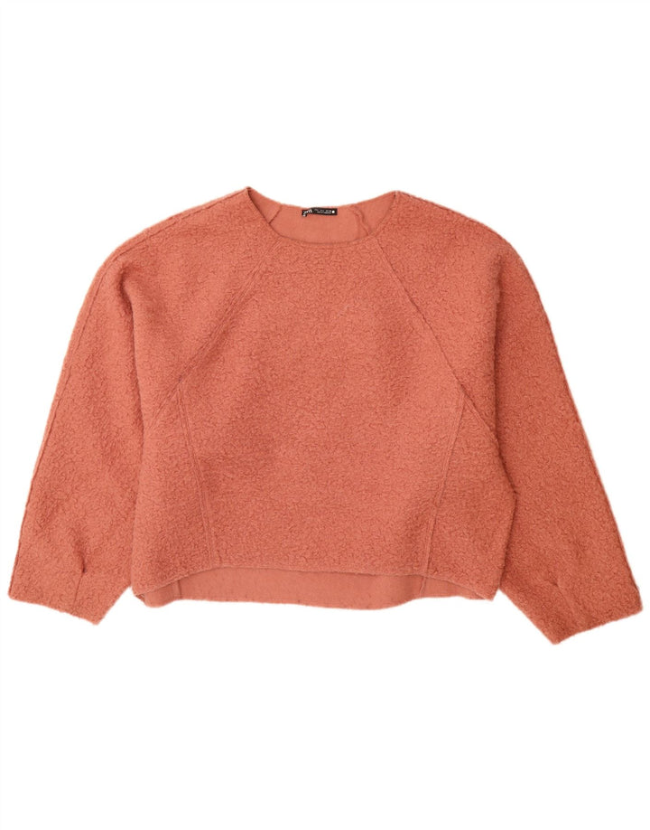Zara Pull surdimensionné à col bateau pour femme UK 16 Large Rose Polyester