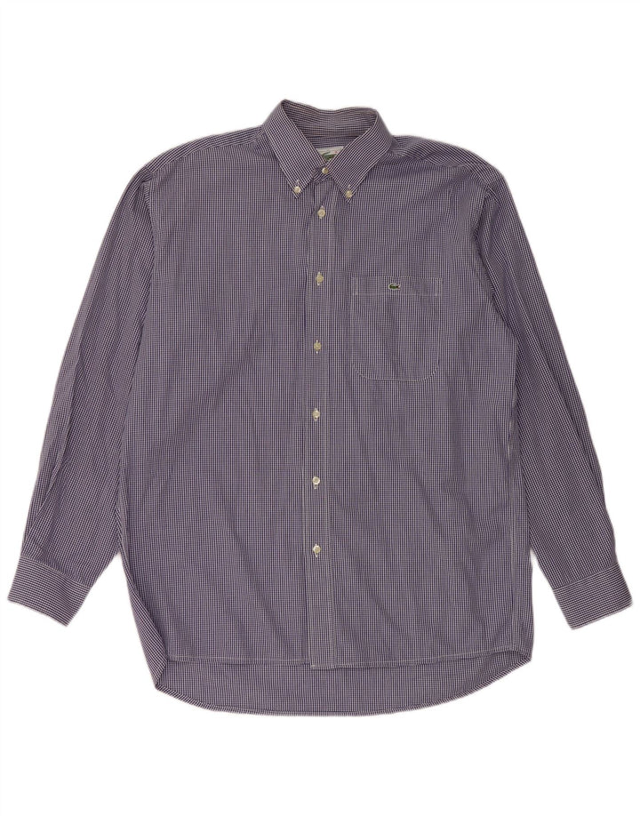 Lacoste Chemise Homme Taille 40 Coton Vichy Bleu Marine Moyen