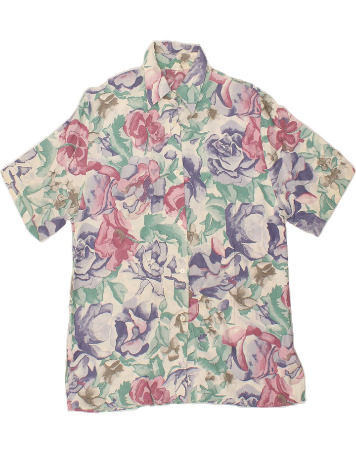 VINTAGE Womens Short Sleeve Shirt Blouse EU 38 Medium Multicoloured Floral Vintage Vintage and Second-Hand Vintage from Messina Hembry 