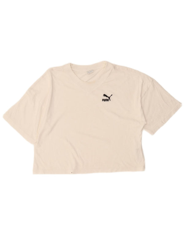 Puma T-shirt court surdimensionné pour femme UK 6 XS Blanc Coton