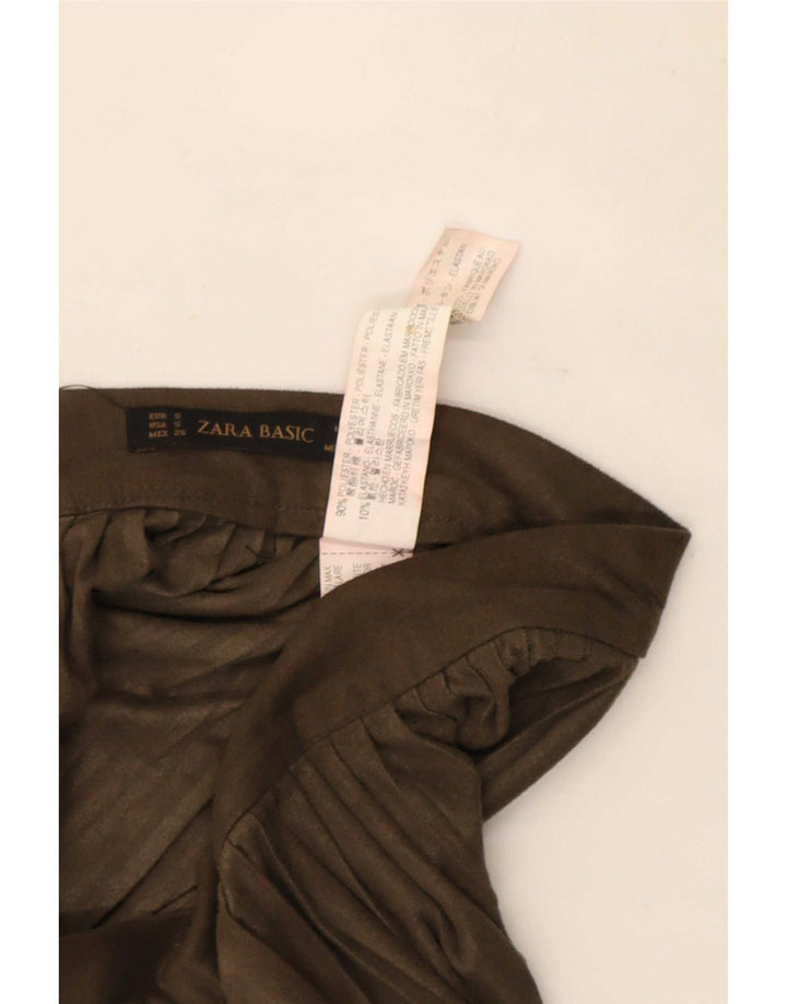 Zara Femme Jupe A-Line Small W26 Kaki Polyester