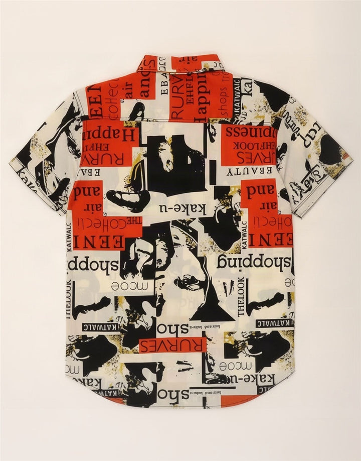 Chemise graphique vintage à manches courtes pour hommes, grand patchwork multicolore