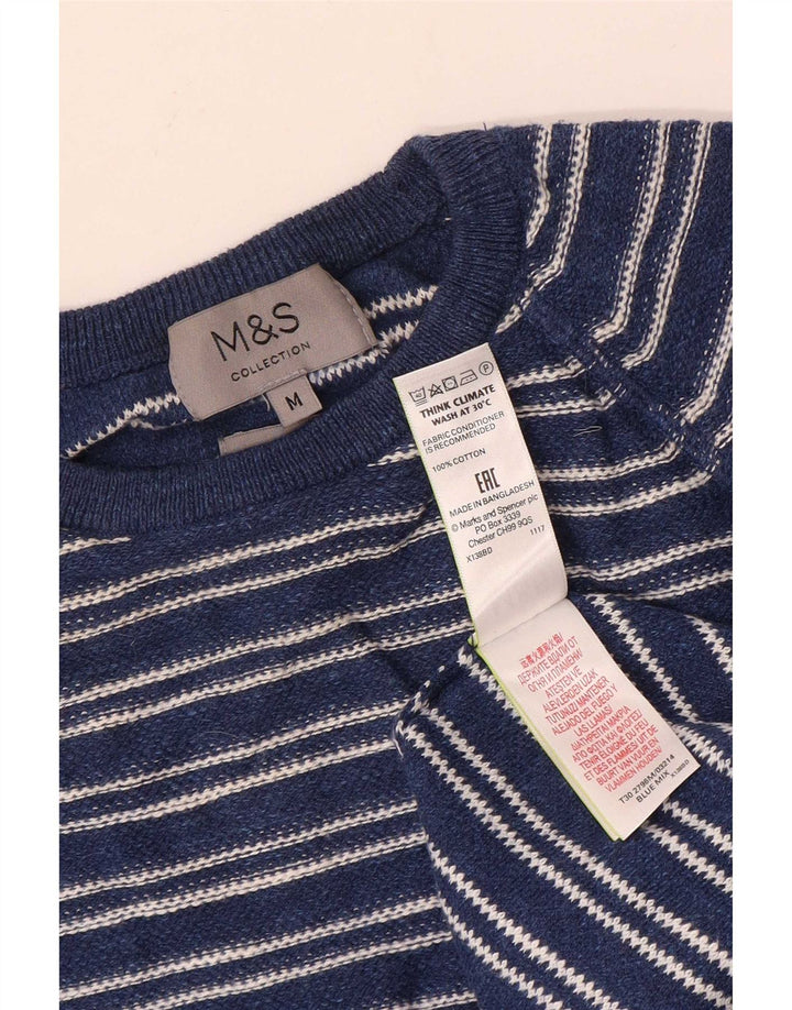 Marks & Spencer Pull à col rond pour homme Bleu marine rayé