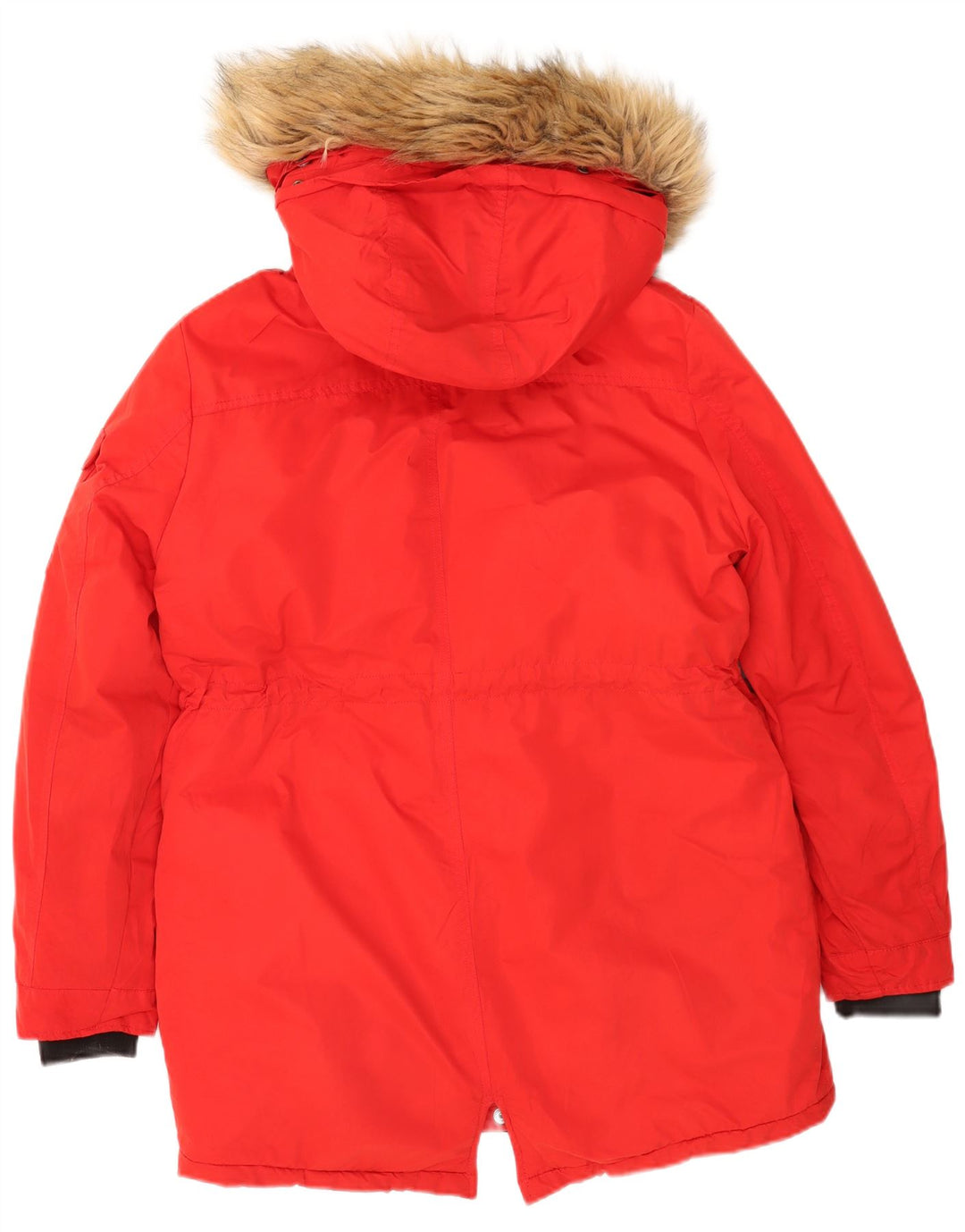 Superdry Veste Parka À Capuche Femme UK 14 Large Rouge Polyester