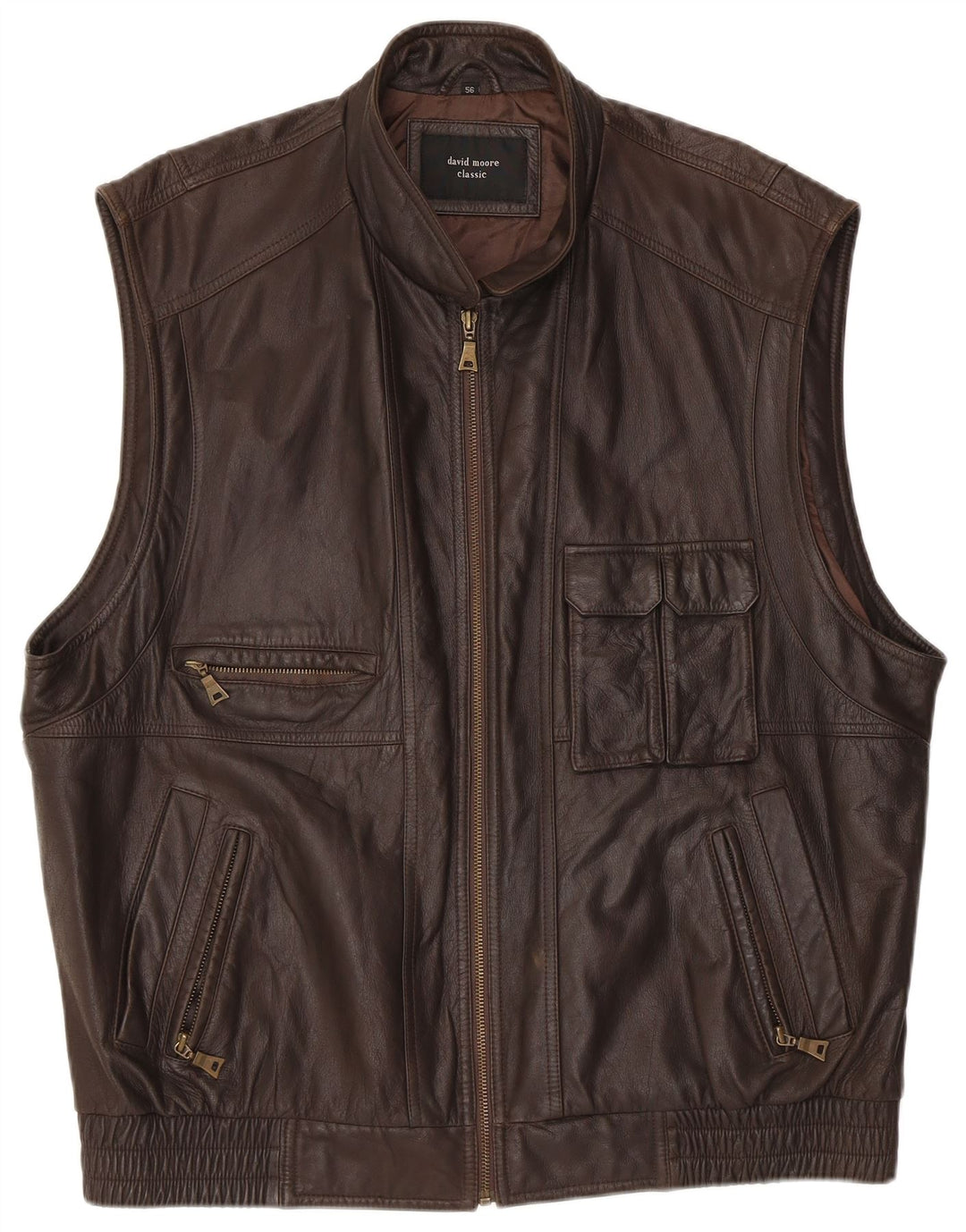 David Moore Gilet en cuir classique pour homme EU 56 3XL Cuir marron