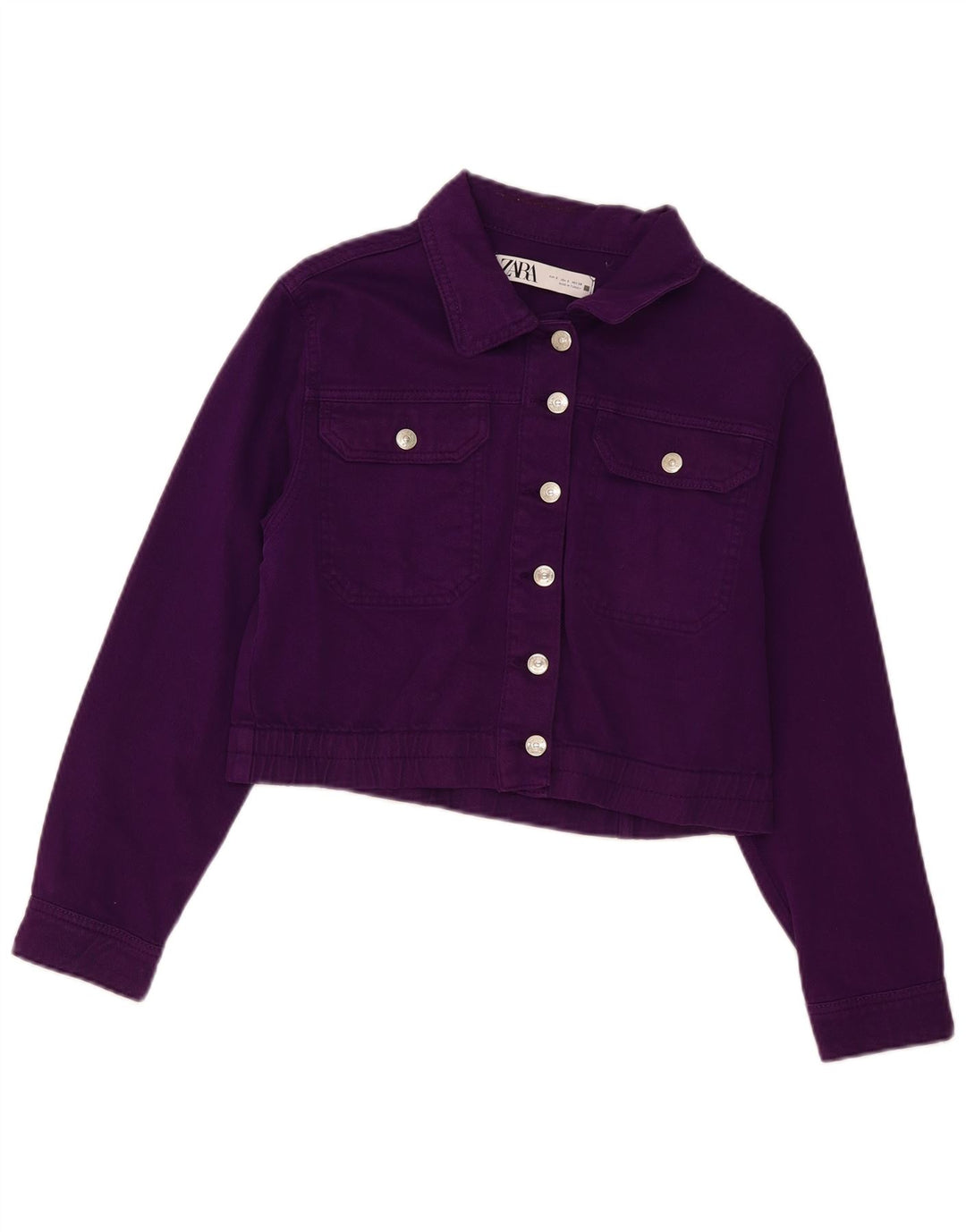 Zara Veste en jean courte pour femme UK 10 Small Violet