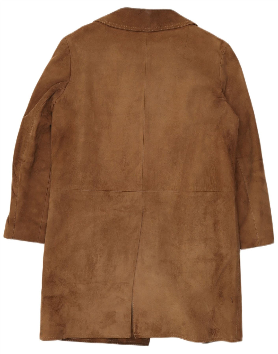 VINTAGE Femmes Sherpa Suède Pardessus EU 38 Beige Moyen