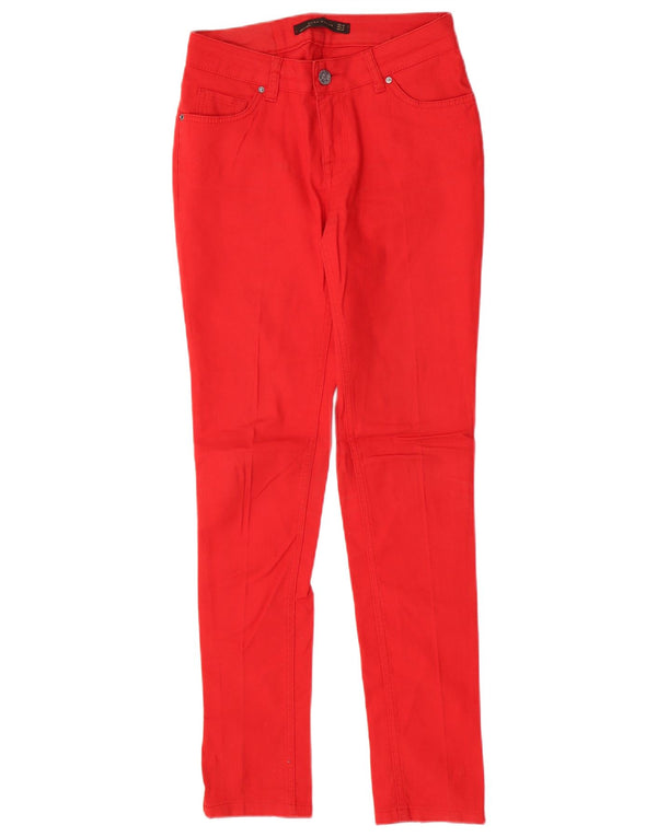 Zara Pantalon décontracté skinny pour femme EU 38 Small W28 L31 Rouge Coton