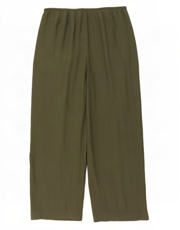 Marks & Spencer Pantalon décontracté à jambe large pour femme UK 16 Large W36 L27 Kaki