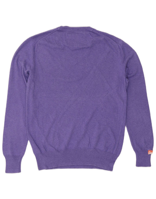 SUPERDRY Pull col en V pour femme UK 14 Violet moyen Coton