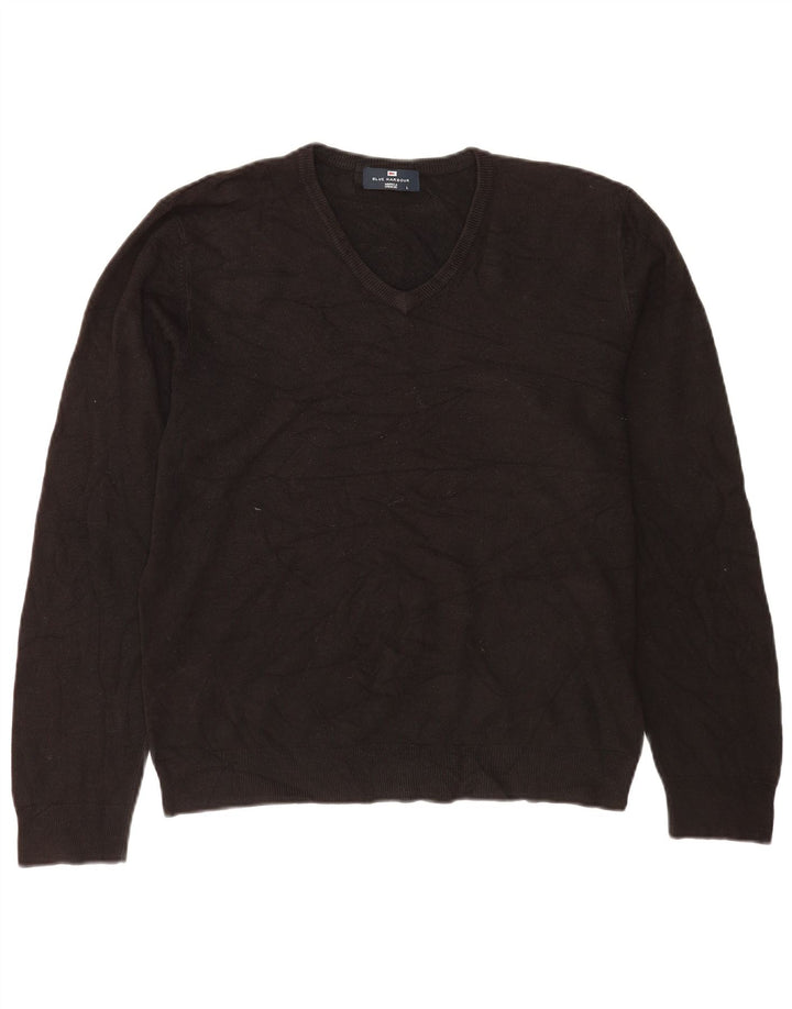 Marks & Spencer Pull à col en V Blue Harbour pour hommes, grand, en acrylique noir