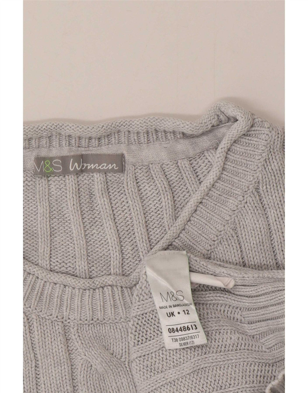 Marks & Spencer Pull à col rond pour femme UK 12 Bleu moyen Coton