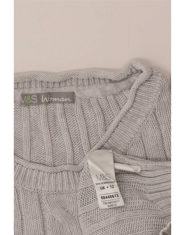 Marks & Spencer Pull à col rond pour femme UK 12 Bleu moyen Coton