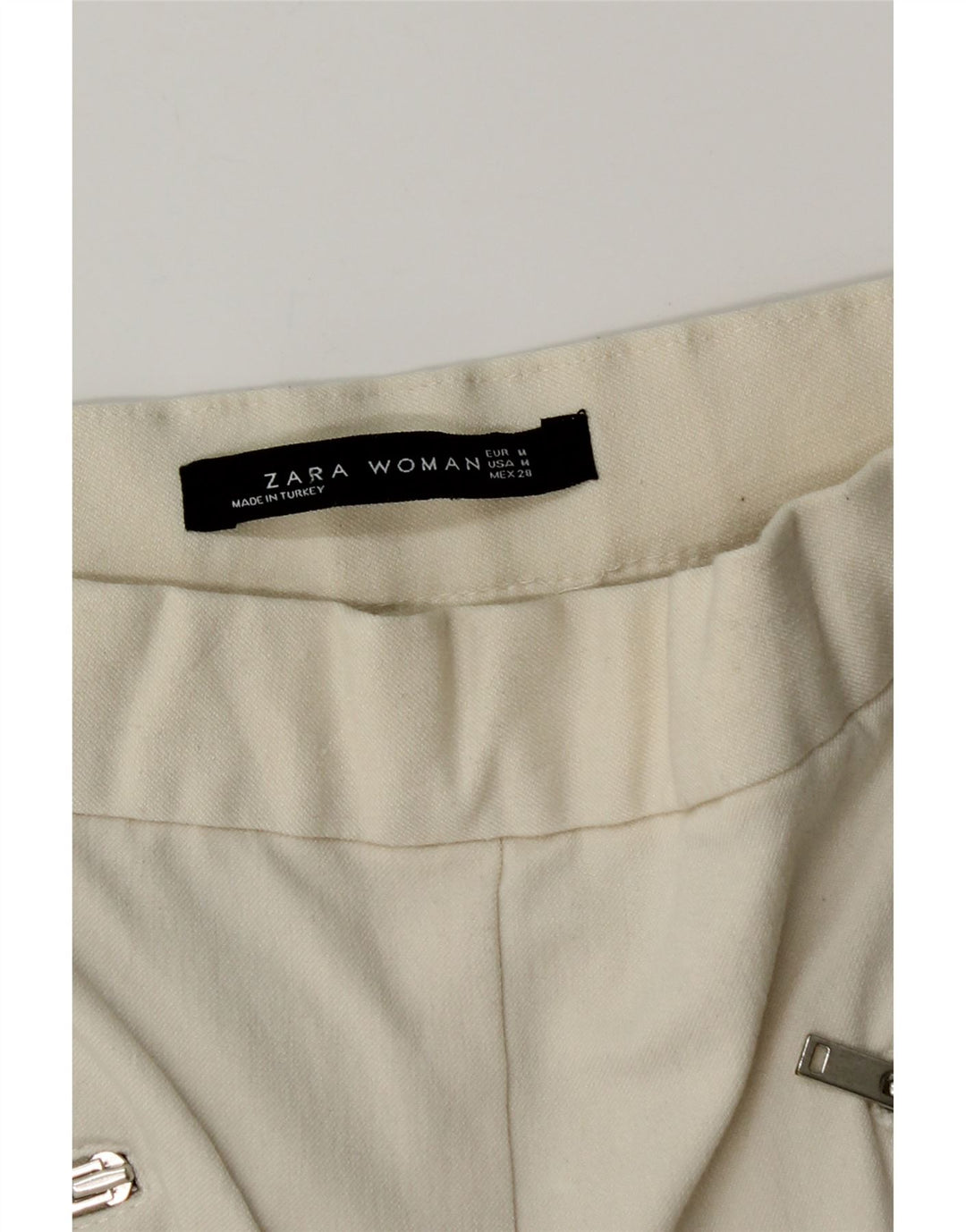 ZARA Femme Pantalon Skinny Casual Moyen W28 L28 Blanc Cassé