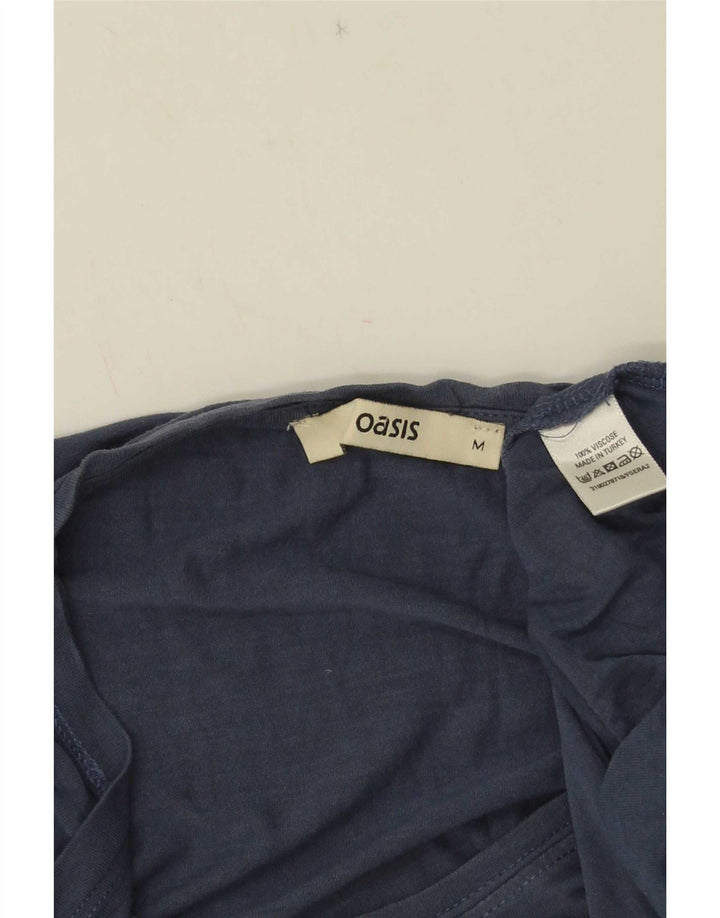 Oasis T-Shirt Femme UK 14 Bleu Moyen Viscose