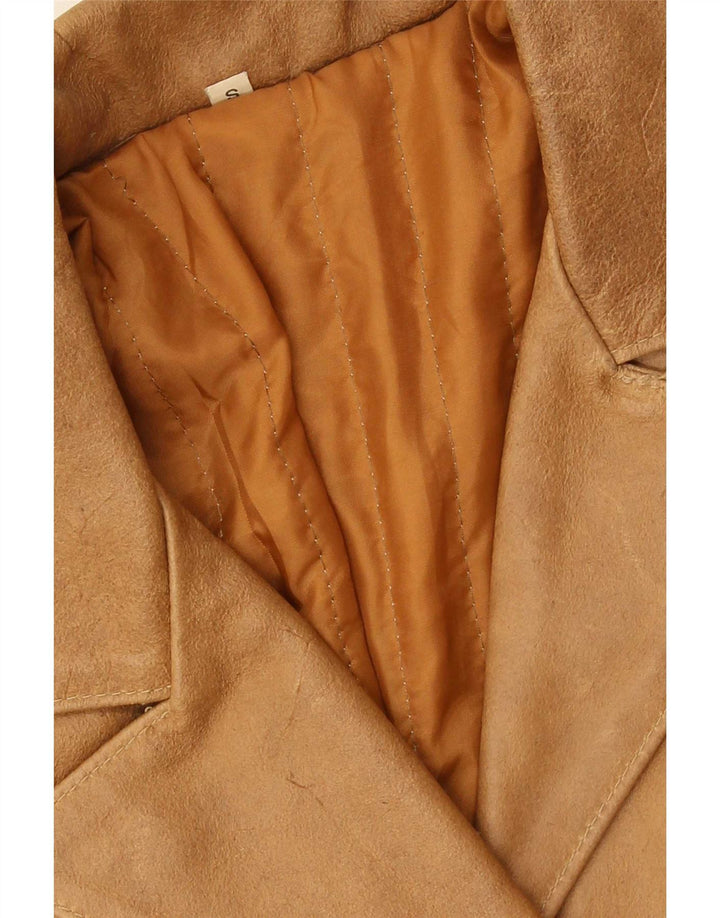 manteau en cuir femme vintage UK 10 Petit Beige