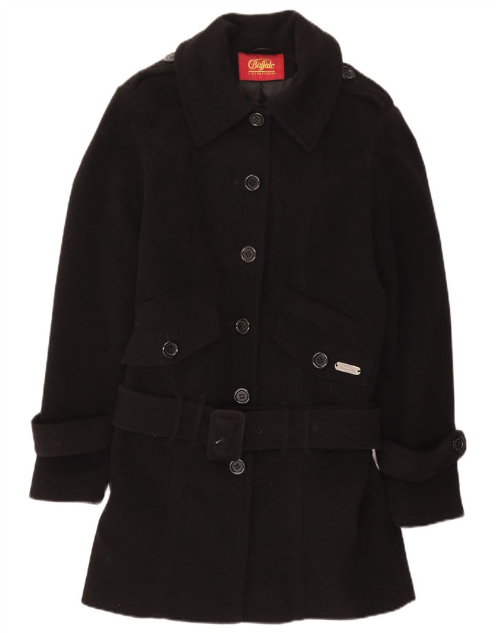 Buffalo Manteau ceinturé pour femme UK 10 Petit Noir Polyester