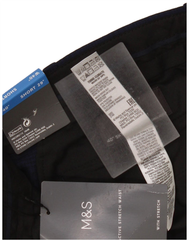 Marks & Spencer Pantalon de Costume Coupe Ajustée Homme W40 L29 Bleu Marine