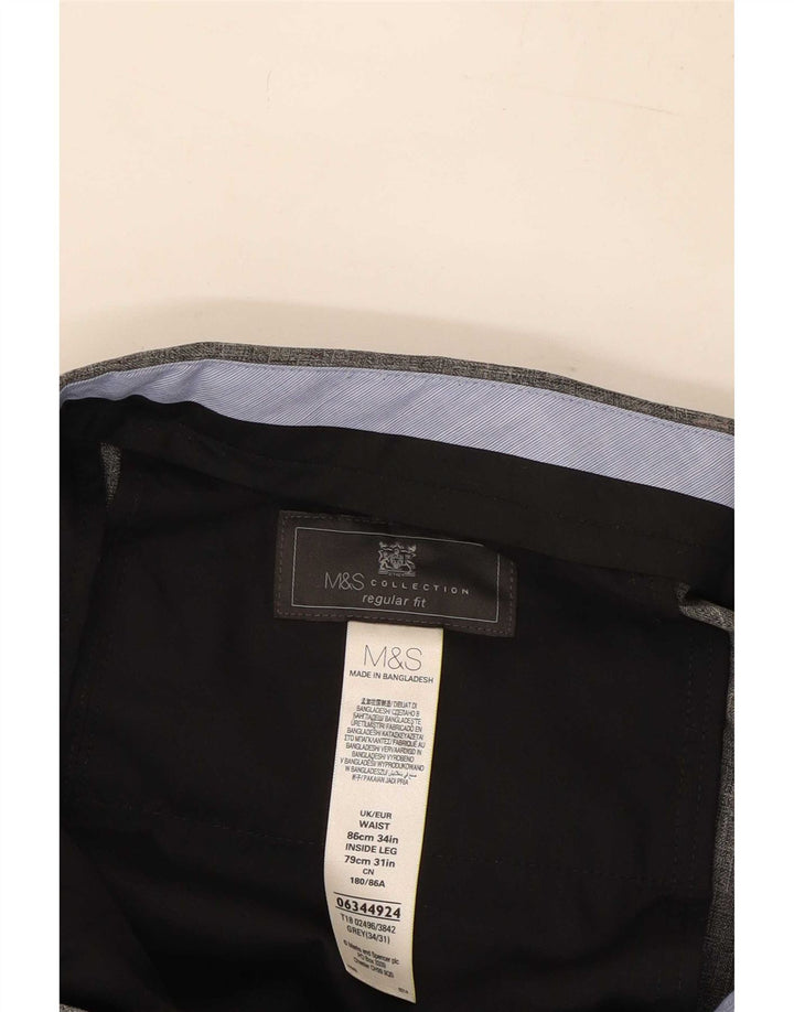 Marks & Spencer Homme W34 L31 Gris Polyester
