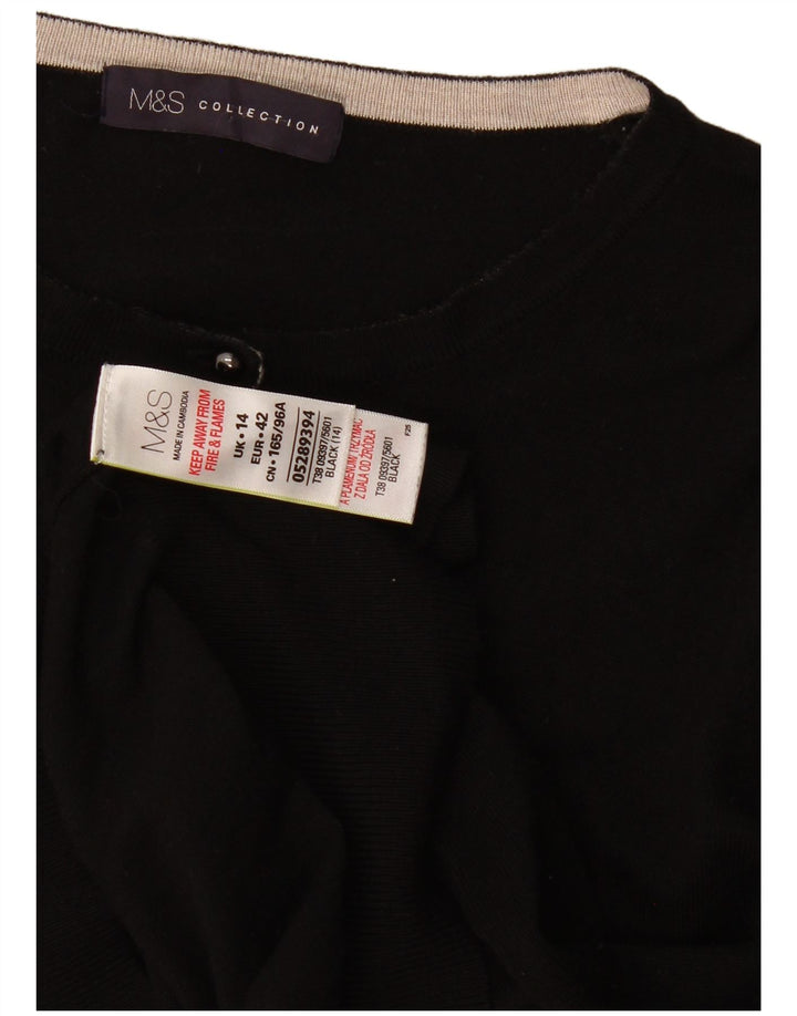 Marks & Spencer Pull Cardigan Femme UK 14 Medium Noir Viscose