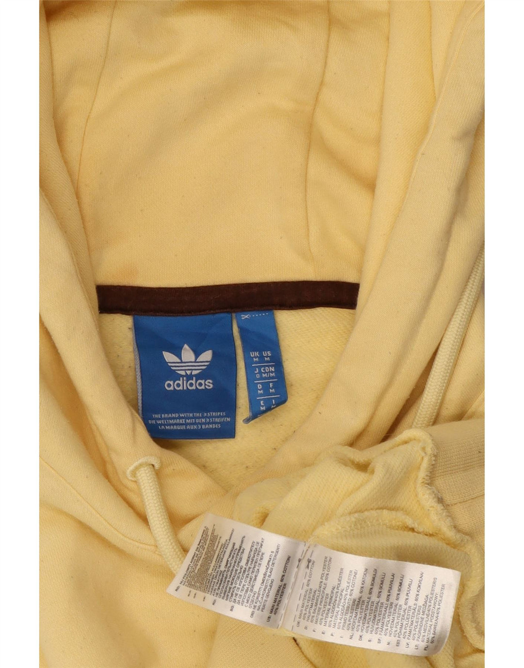 Adidas Pull à capuche surdimensionné pour femme UK 14 Coton jaune moyen