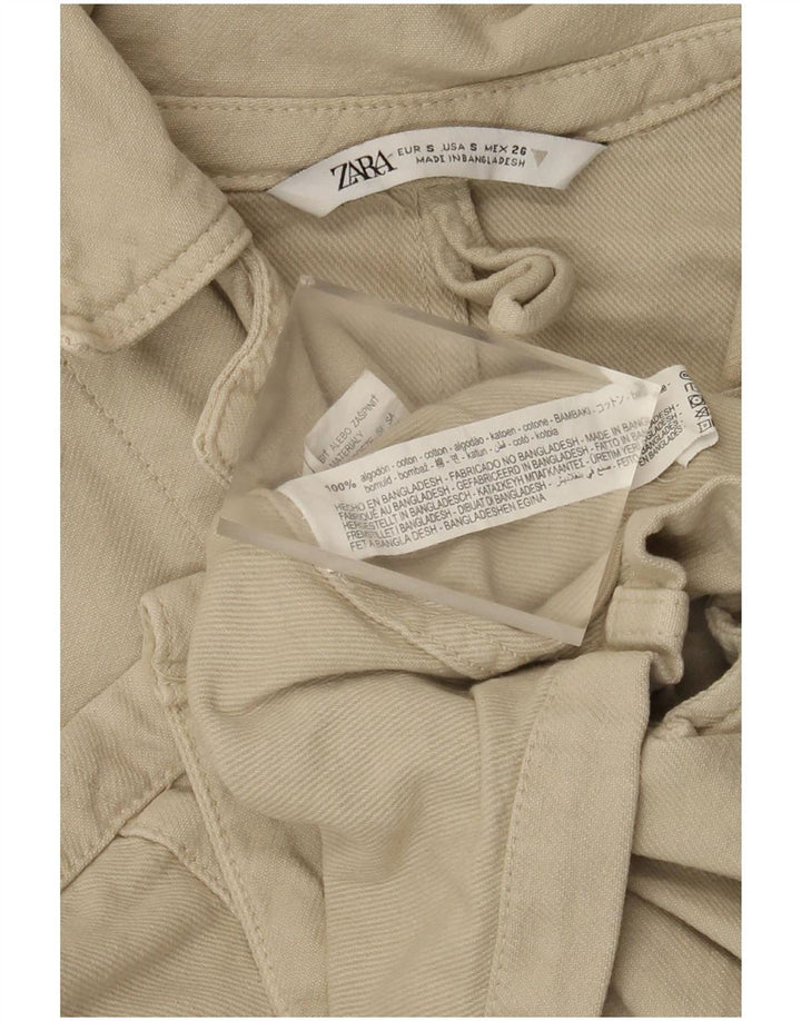 Zara Veste utilitaire surdimensionnée pour femme UK 10 Petit coton kaki