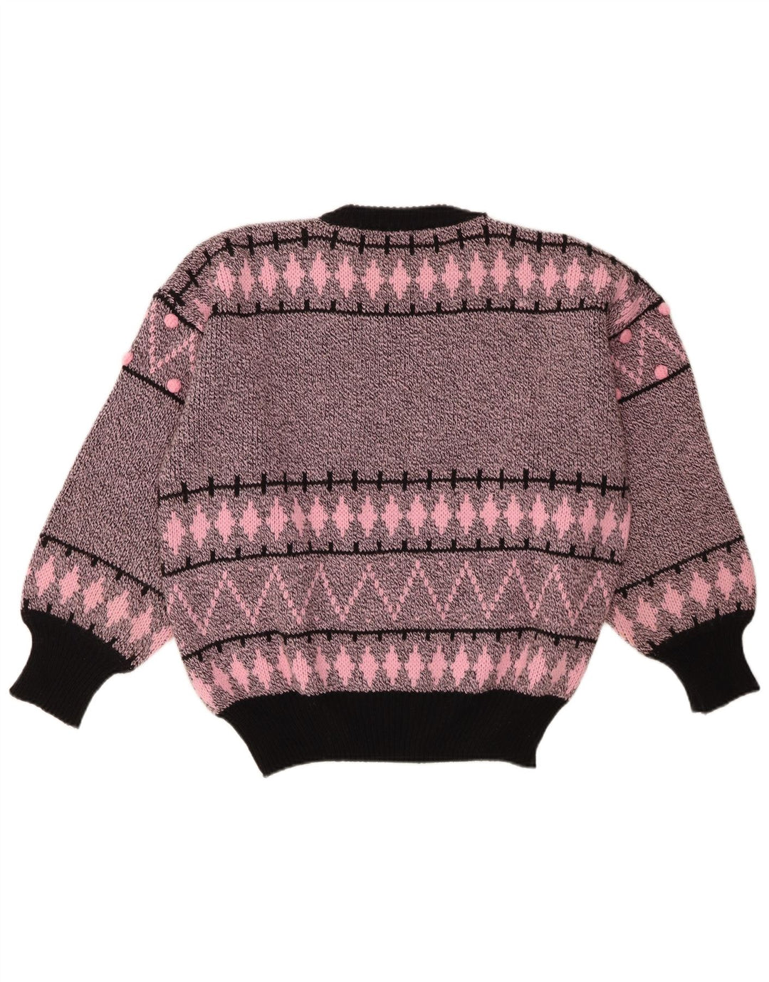 vintage Femme Crew Neck Jumper Pull EU 40/42 Moyen Rose Géométrique