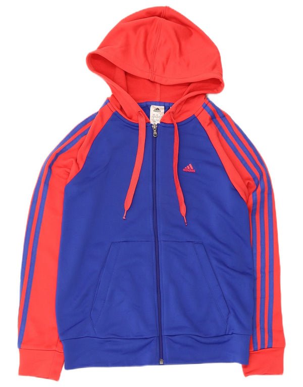Adidas Climalite Zip Sweat à capuche pour femme UK 8/10 Petit Bleu Colorblock