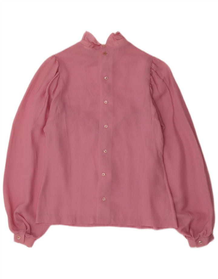 vintage Femme Manches Longues Blouse Top UK 12 Rose Moyen