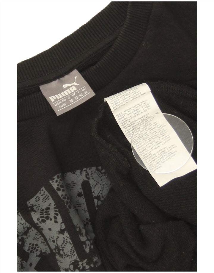 Puma Sweat-shirt graphique pour femme UK 12 en coton noir moyen