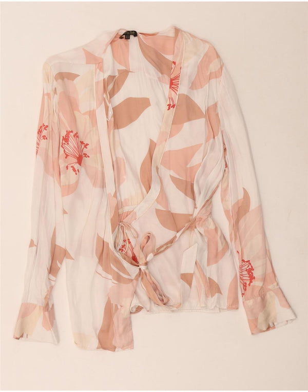 Massimo Dutti Chemisier portefeuille pour femme EU 42 Grande viscose florale blanche